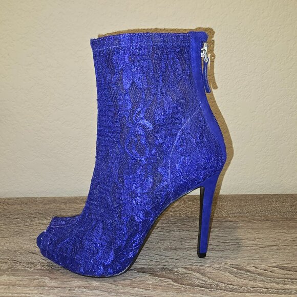 GUESS Arya Cobalt Mid Calf Lace Booties Size 7M NWOB - Picture 9 of 11